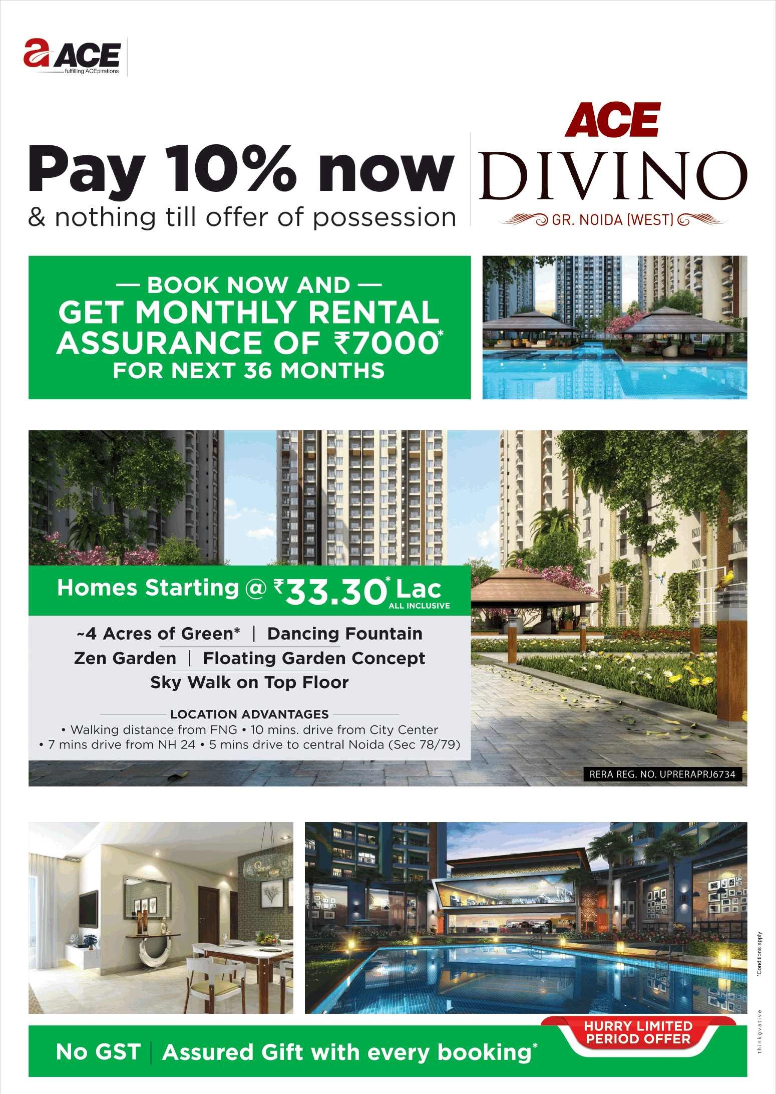 Pay 10% now & nothing till offer of possession at ACE Divino in Noida Update